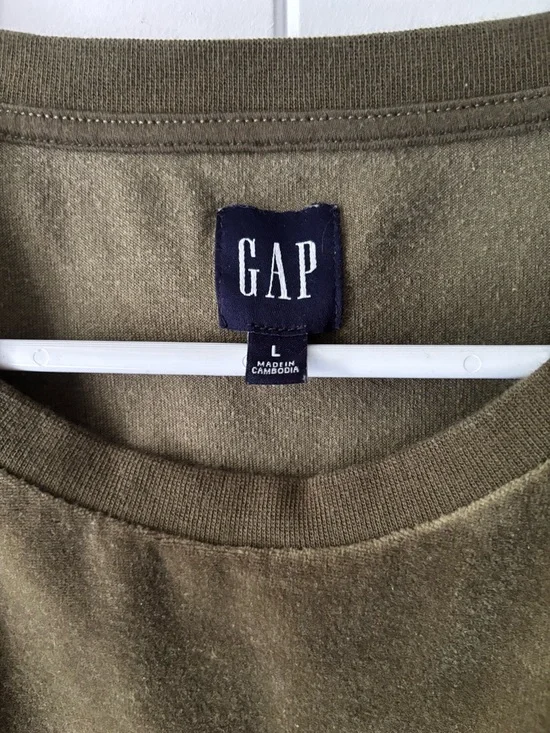 GAP Olive Green Velour Crewneck Sweatshirt - Picture 2 of 3
